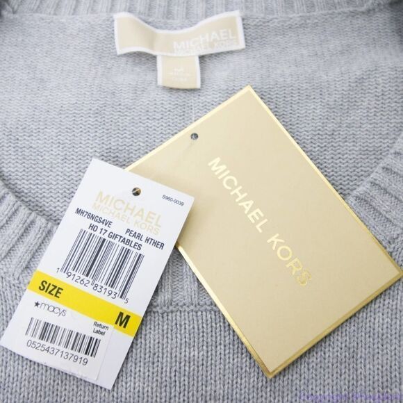 NEW Michael Kors Women's Pearl Grey Heather Embellished sweater, size M - Picture 11 of 16